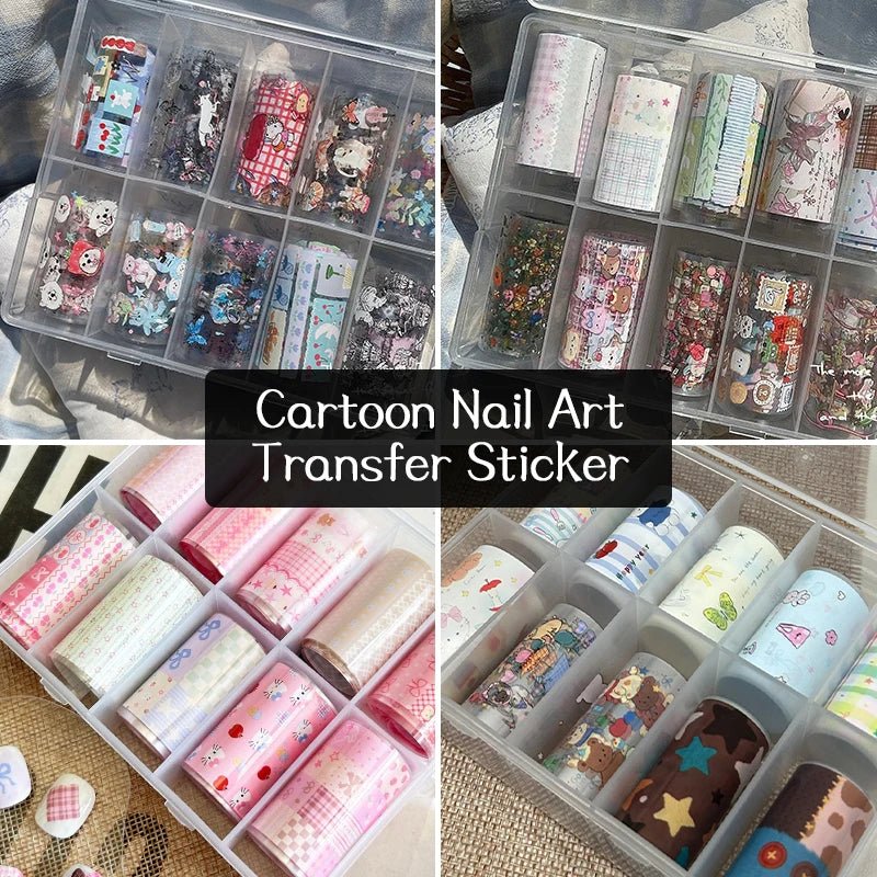 10pcs Charm Nail Foils Adhesive Decals Transfer Paper Stickers Nail Art Decorations Wraps Lids Set of 10 Nail Art Accessories - Paola Center