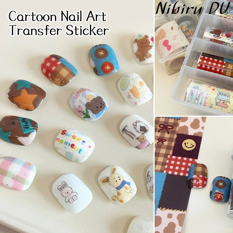 10pcs Charm Nail Foils Adhesive Decals Transfer Paper Stickers Nail Art Decorations Wraps Lids Set of 10 Nail Art Accessories - Paola Center