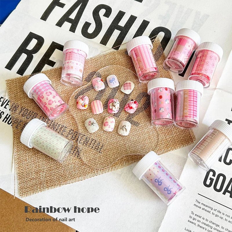 10pcs Charm Nail Foils Adhesive Decals Transfer Paper Stickers Nail Art Decorations Wraps Lids Set of 10 Nail Art Accessories - Paola Center