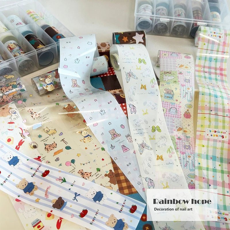 10pcs Charm Nail Foils Adhesive Decals Transfer Paper Stickers Nail Art Decorations Wraps Lids Set of 10 Nail Art Accessories - Paola Center