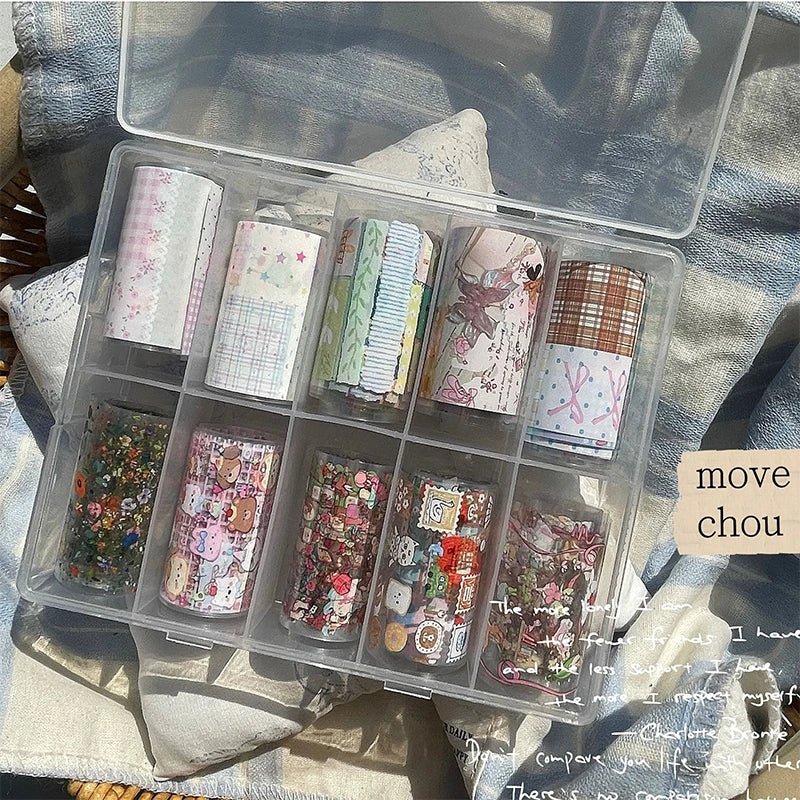 10pcs Charm Nail Foils Adhesive Decals Transfer Paper Stickers Nail Art Decorations Wraps Lids Set of 10 Nail Art Accessories - Paola Center