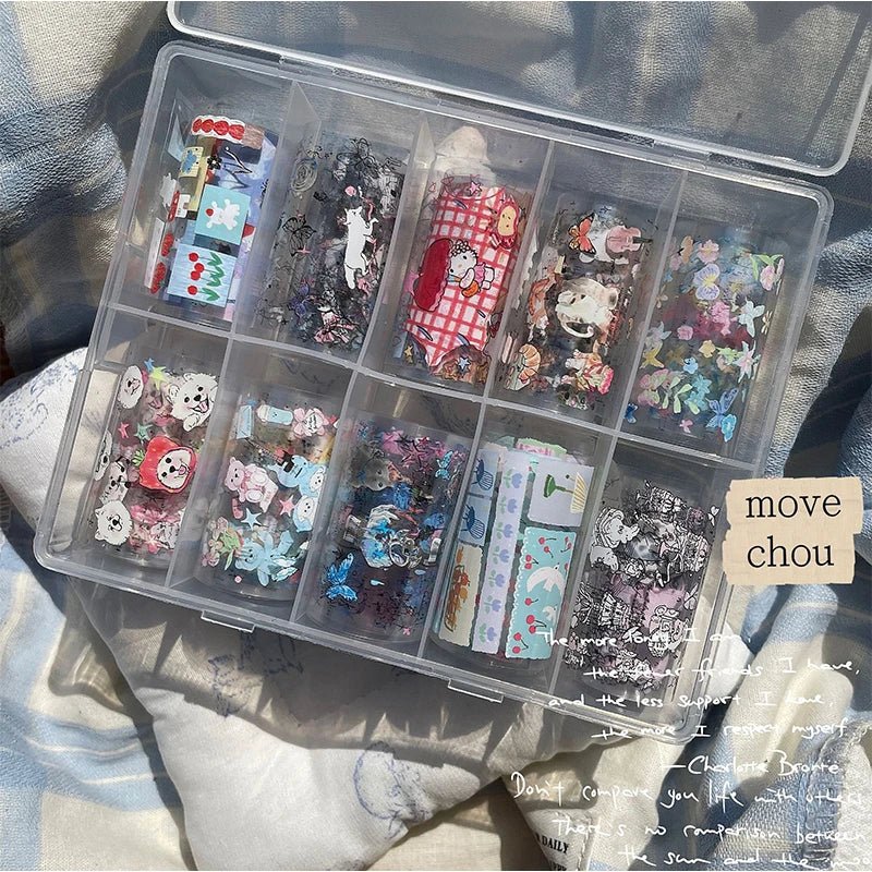 10pcs Charm Nail Foils Adhesive Decals Transfer Paper Stickers Nail Art Decorations Wraps Lids Set of 10 Nail Art Accessories - Paola Center