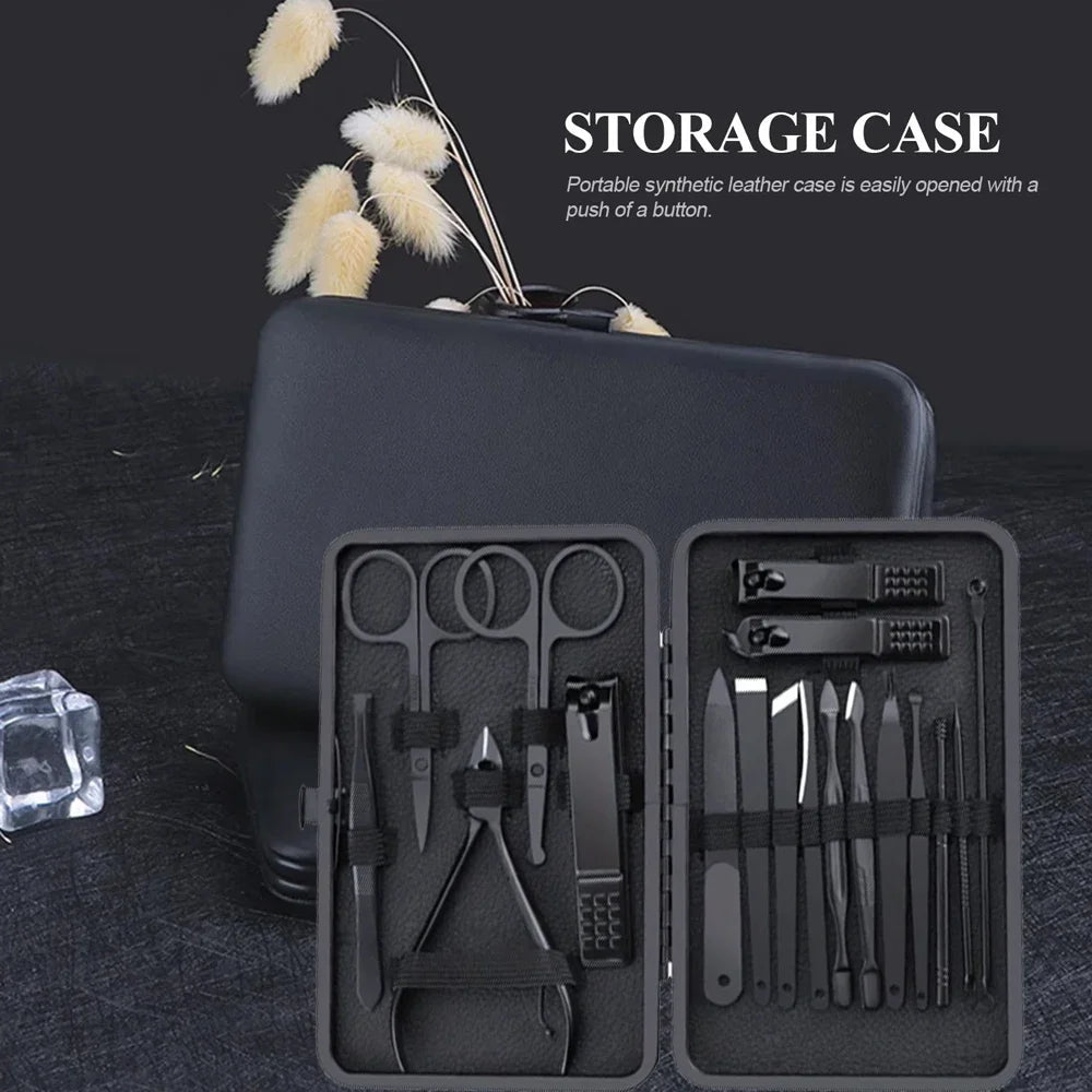18PCS Manicure Set with Case Professional Pedicure Set Nail Clipper Stainless Steel Salon Grooming Kit Tool for Men Women Parent - Paola Center