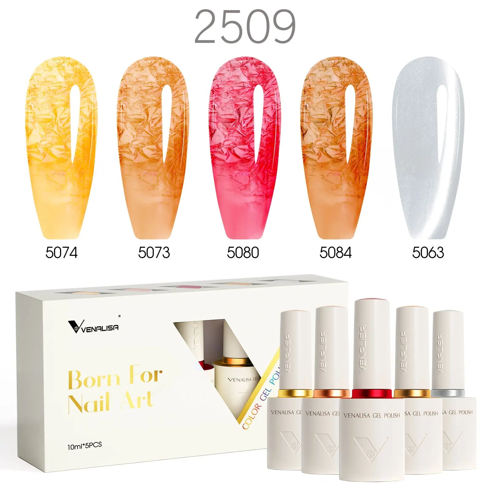 2/3/5pcs Kit Venalisa 10ml Color Nail Gel Polish Kit Hema Free Ultra Glossy Diamond Tempered Top Coat Round Shape Brush Varnish - Paola Center