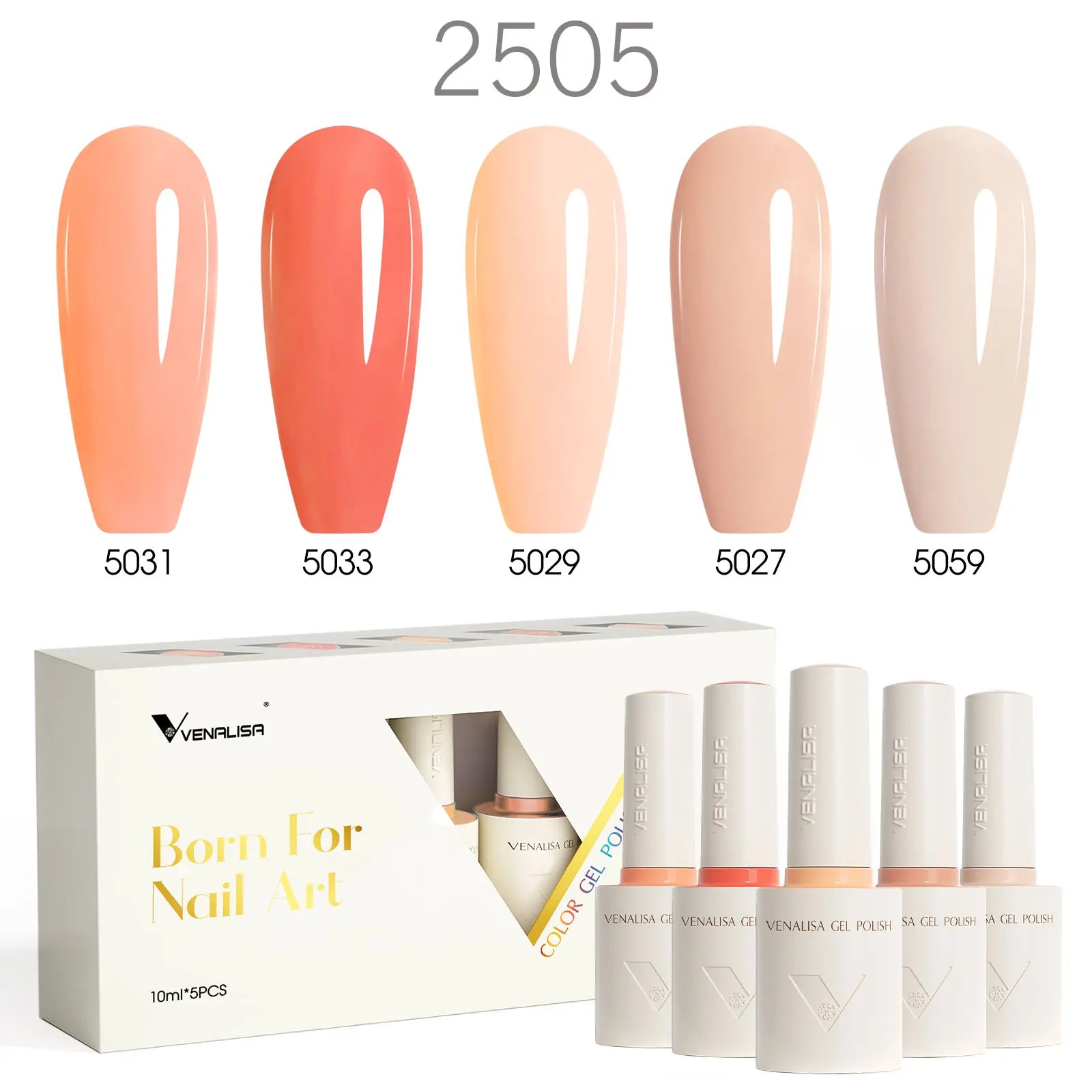 2/3/5pcs Kit Venalisa 10ml Color Nail Gel Polish Kit Hema Free Ultra Glossy Diamond Tempered Top Coat Round Shape Brush Varnish - Paola Center