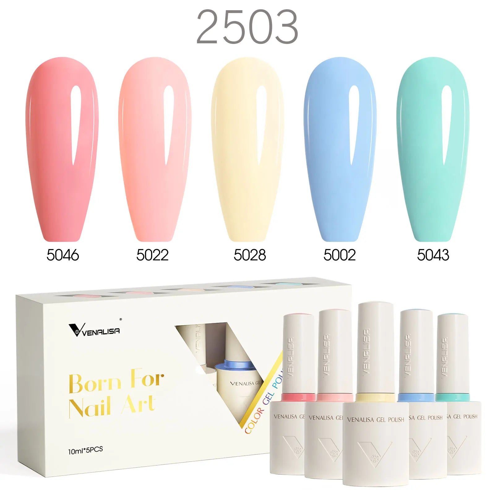 2/3/5pcs Kit Venalisa 10ml Color Nail Gel Polish Kit Hema Free Ultra Glossy Diamond Tempered Top Coat Round Shape Brush Varnish - Paola Center