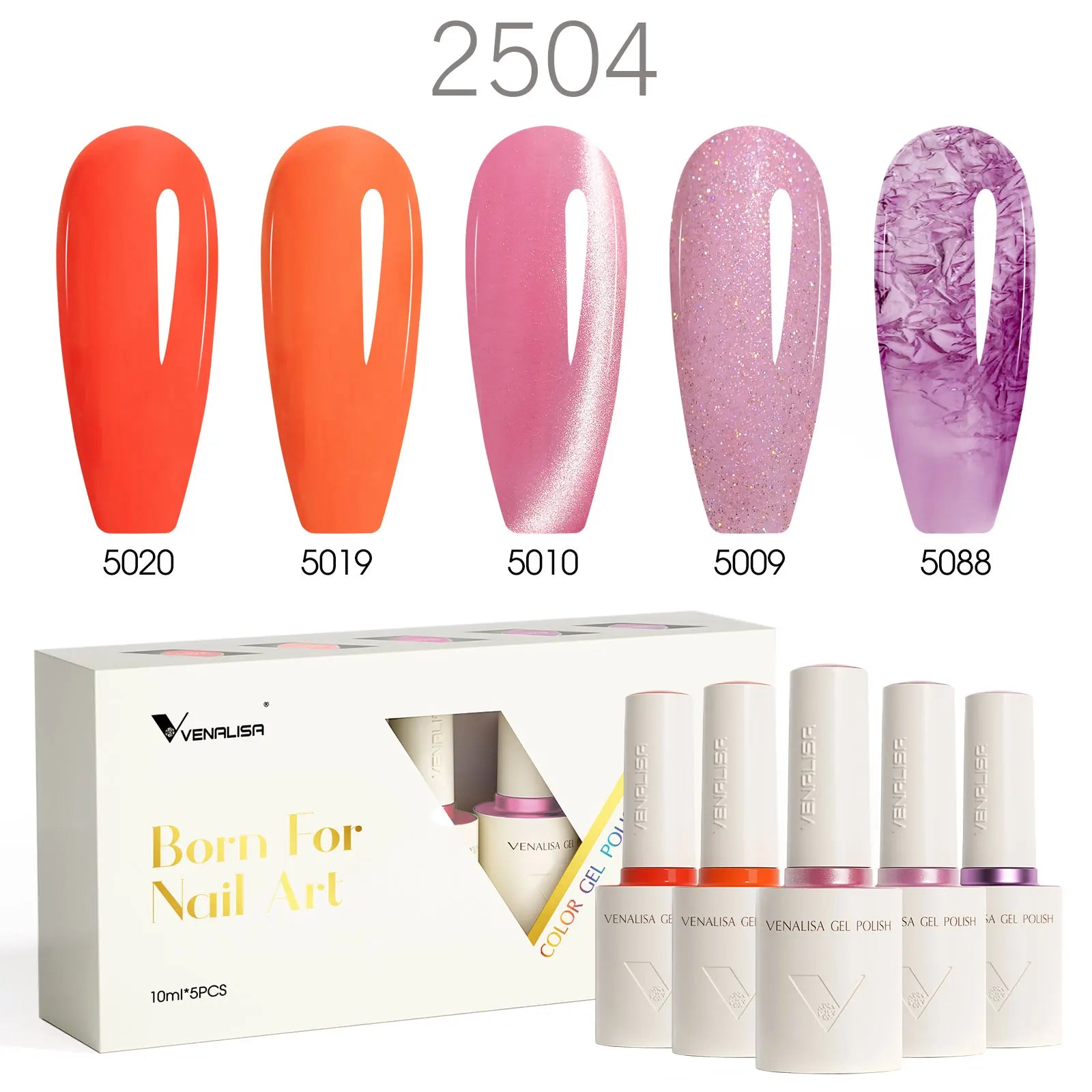 2/3/5pcs Kit Venalisa 10ml Color Nail Gel Polish Kit Hema Free Ultra Glossy Diamond Tempered Top Coat Round Shape Brush Varnish - Paola Center