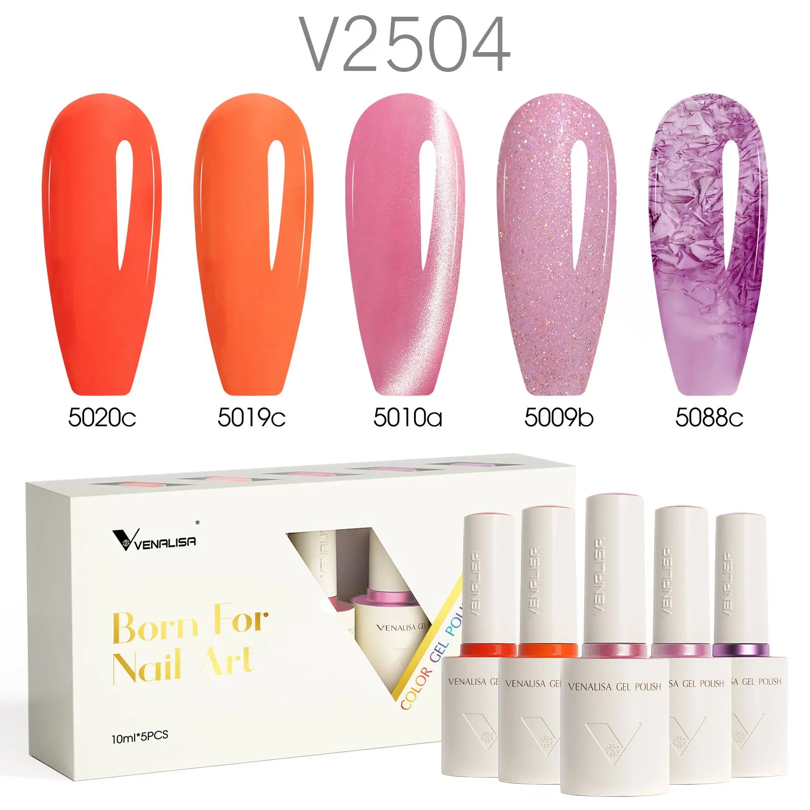 2/3/5pcs Kit Venalisa 10ml Color Nail Gel Polish Kit Hema Free Ultra Glossy Diamond Tempered Top Coat Round Shape Brush Varnish - Paola Center