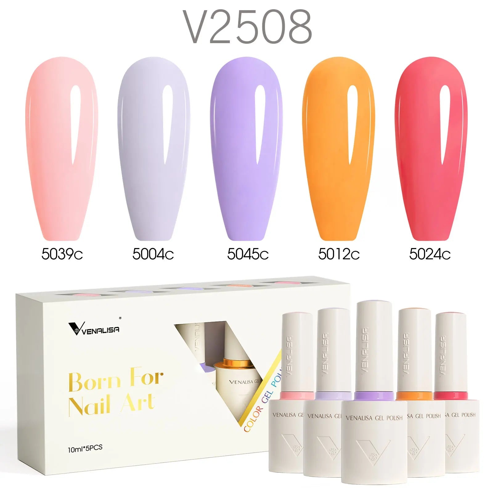2/3/5pcs Kit Venalisa 10ml Color Nail Gel Polish Kit Hema Free Ultra Glossy Diamond Tempered Top Coat Round Shape Brush Varnish - Paola Center
