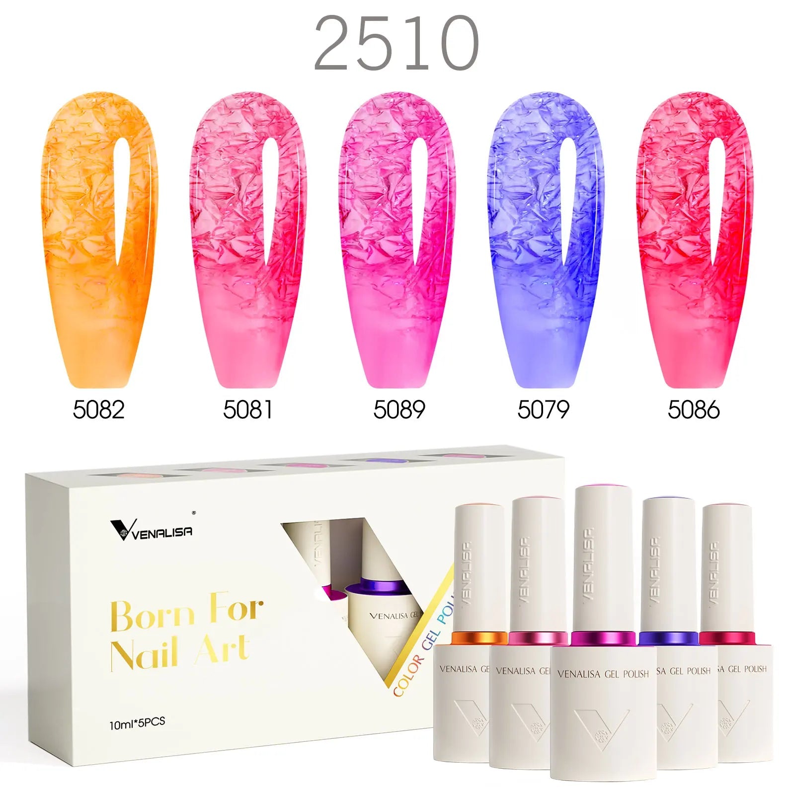 2/3/5pcs Kit Venalisa 10ml Color Nail Gel Polish Kit Hema Free Ultra Glossy Diamond Tempered Top Coat Round Shape Brush Varnish - Paola Center