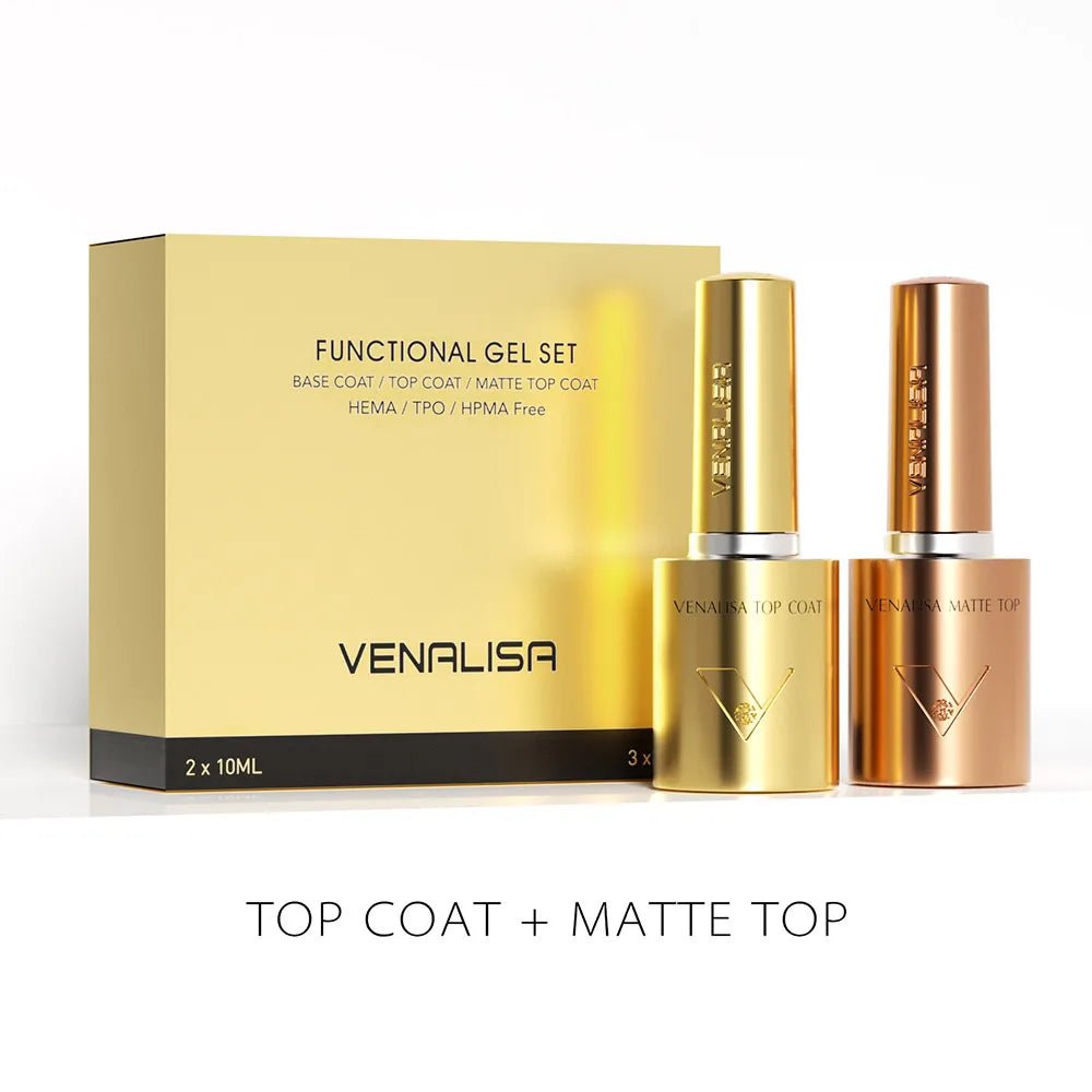 2/3/5pcs Kit Venalisa 10ml Color Nail Gel Polish Kit Hema Free Ultra Glossy Diamond Tempered Top Coat Round Shape Brush Varnish - Paola Center