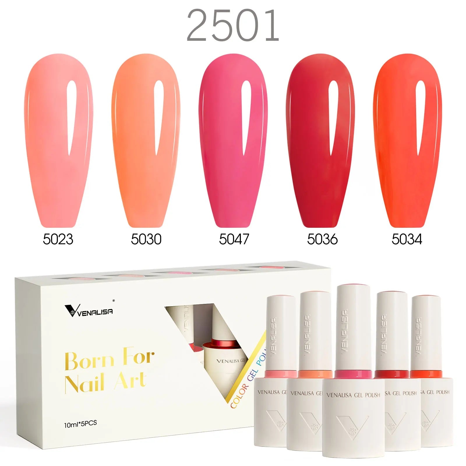 2/3/5pcs Kit Venalisa 10ml Color Nail Gel Polish Kit Hema Free Ultra Glossy Diamond Tempered Top Coat Round Shape Brush Varnish - Paola Center