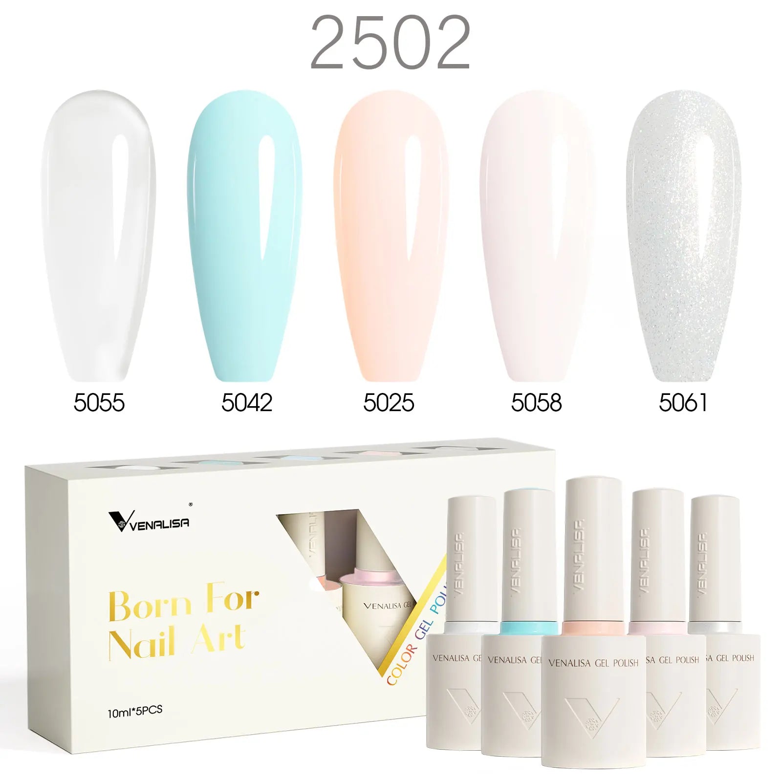 2/3/5pcs Kit Venalisa 10ml Color Nail Gel Polish Kit Hema Free Ultra Glossy Diamond Tempered Top Coat Round Shape Brush Varnish - Paola Center