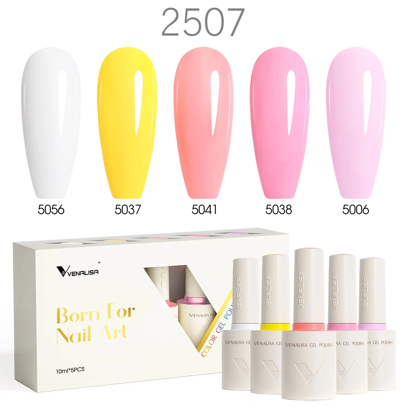 2/3/5pcs Kit Venalisa 10ml Color Nail Gel Polish Kit Hema Free Ultra Glossy Diamond Tempered Top Coat Round Shape Brush Varnish - Paola Center