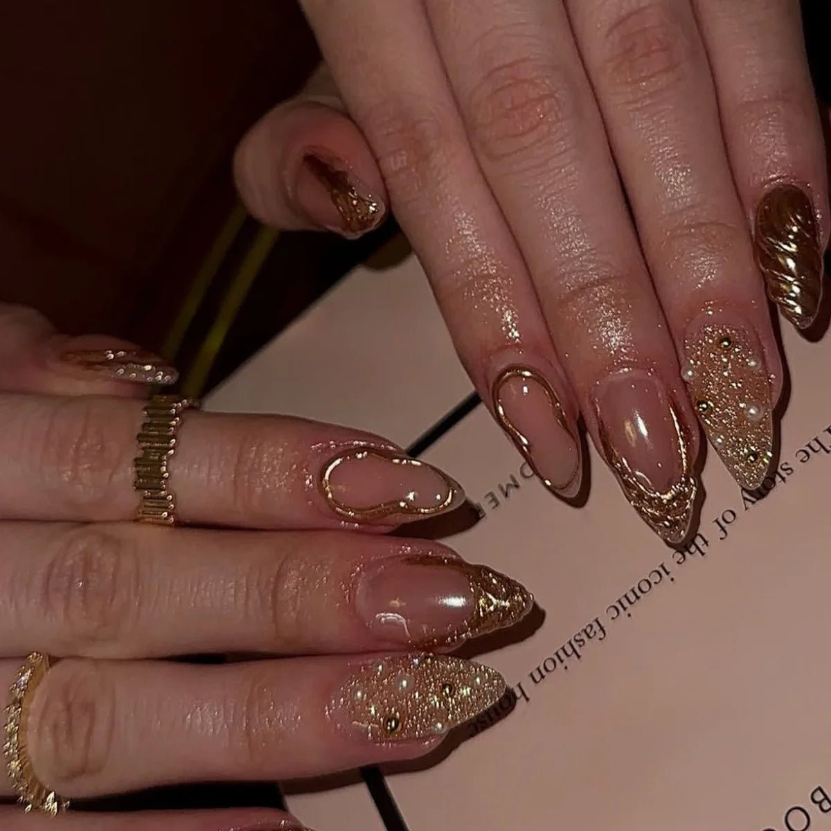 24Pcs False Nails Spicy Girl Silver Bow with Diamond Fake Nails with Glue Almond Press on Nails Black Cool Y2k Almond Nail Set - Paola Center