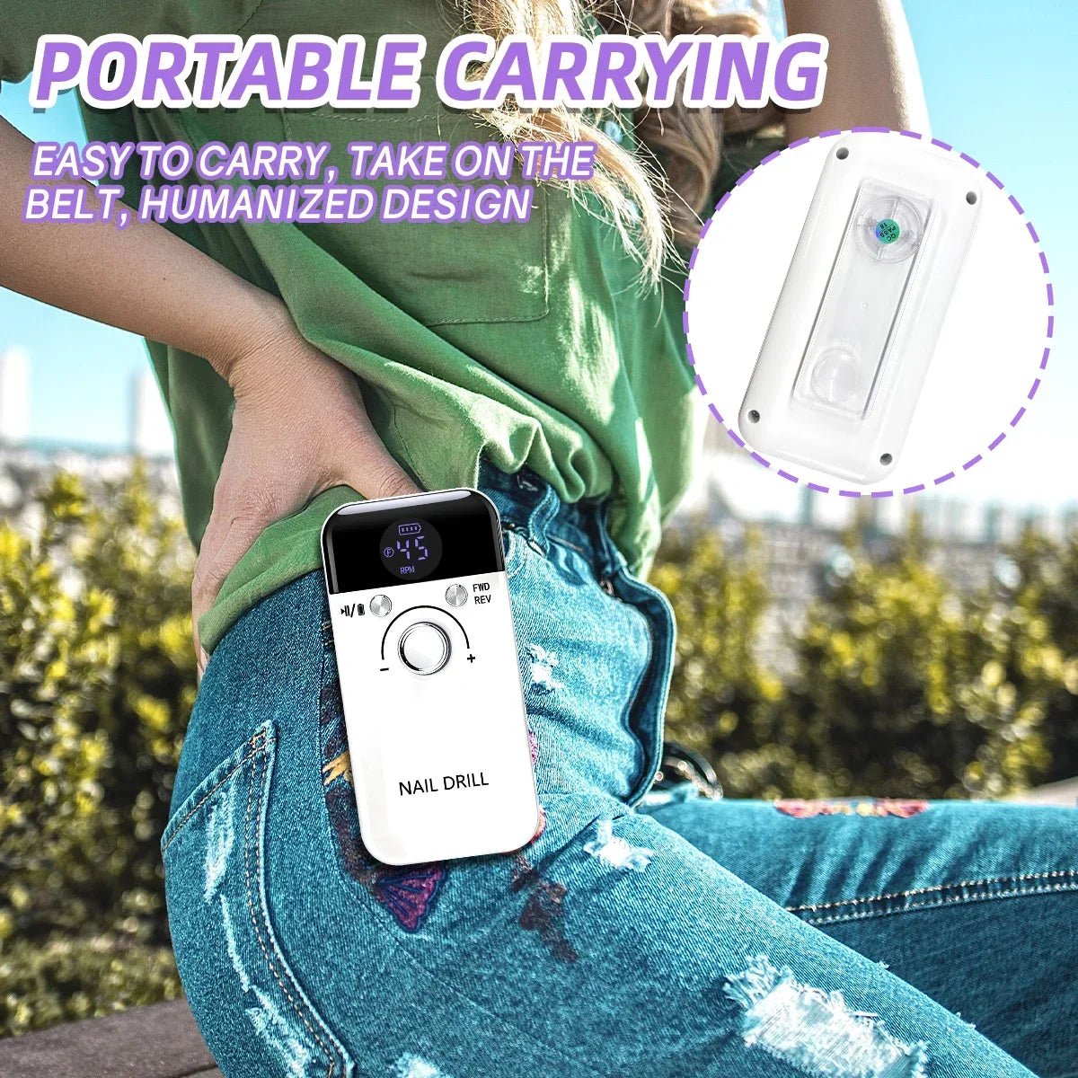 45000RPM Nail Drill Machine With Low Noise Portable Nail Drill Machine Rechargeable Nail Sander File For Manicure Salon Tool - Paola Center