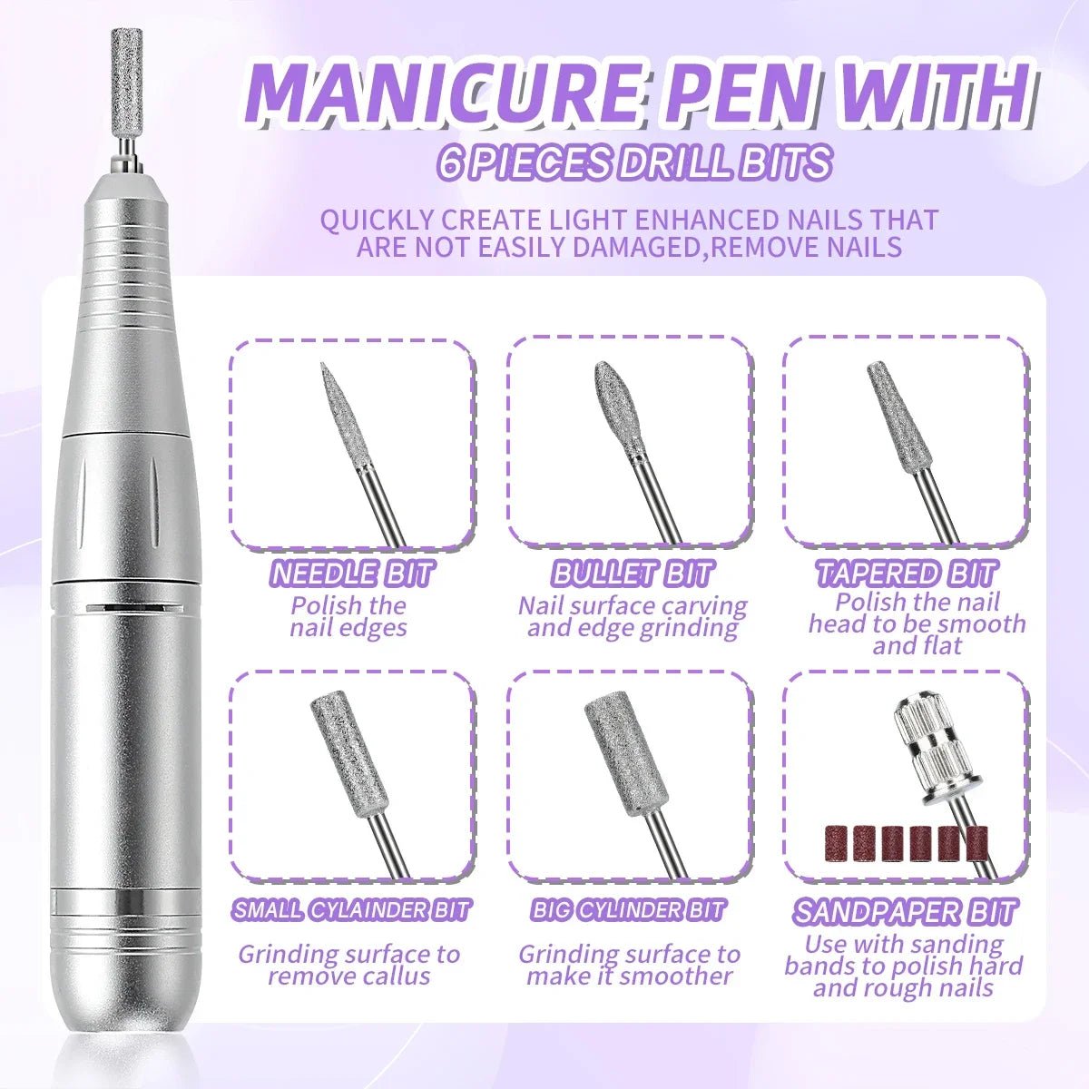 45000RPM Nail Drill Machine With Low Noise Portable Nail Drill Machine Rechargeable Nail Sander File For Manicure Salon Tool - Paola Center