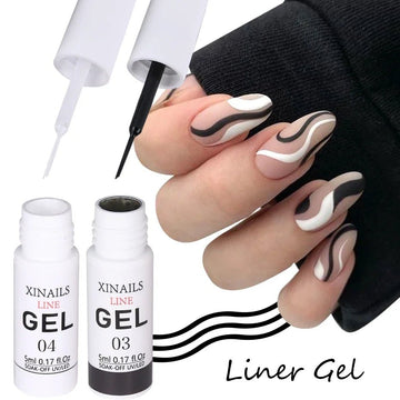 5ml Liner Gel Nail Polish Wire Silk Pen With Brush Black White Semi Permanent Painting Graffiti Tools Drawing Manicure Varnishes - Paola Center