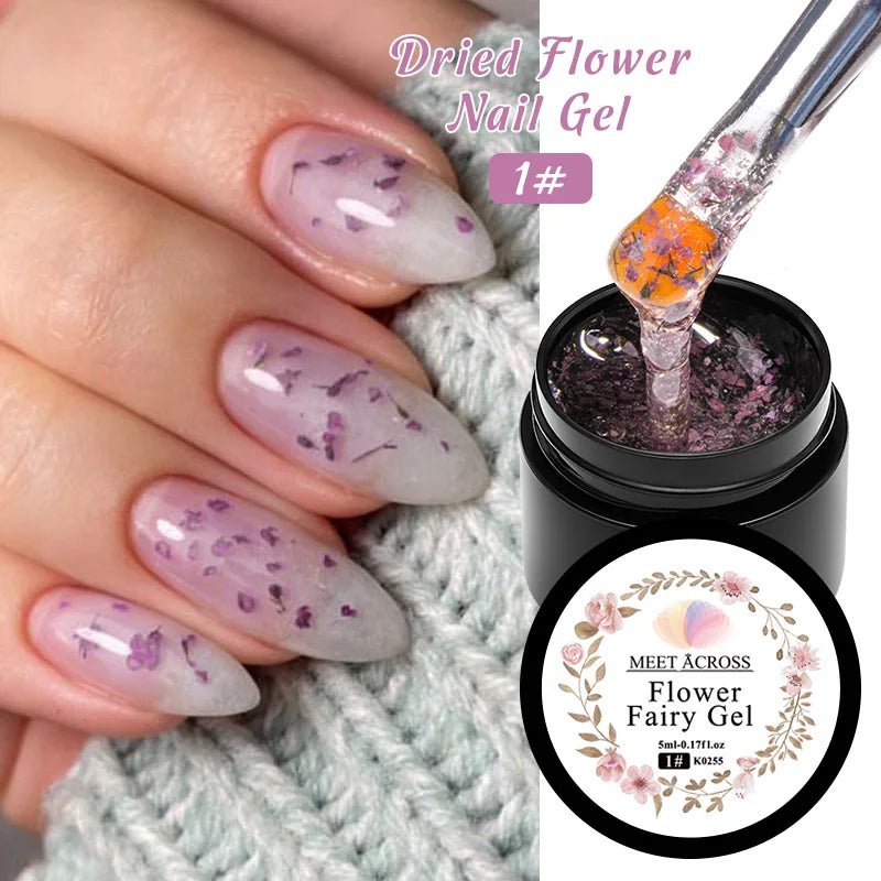5ml Pink Dried Flower Nail Gel Polish Semi Permanent Natural Flower Fairy Nail Art Gel Soak Off UV Painting Varnishes For Nails - Paola Center