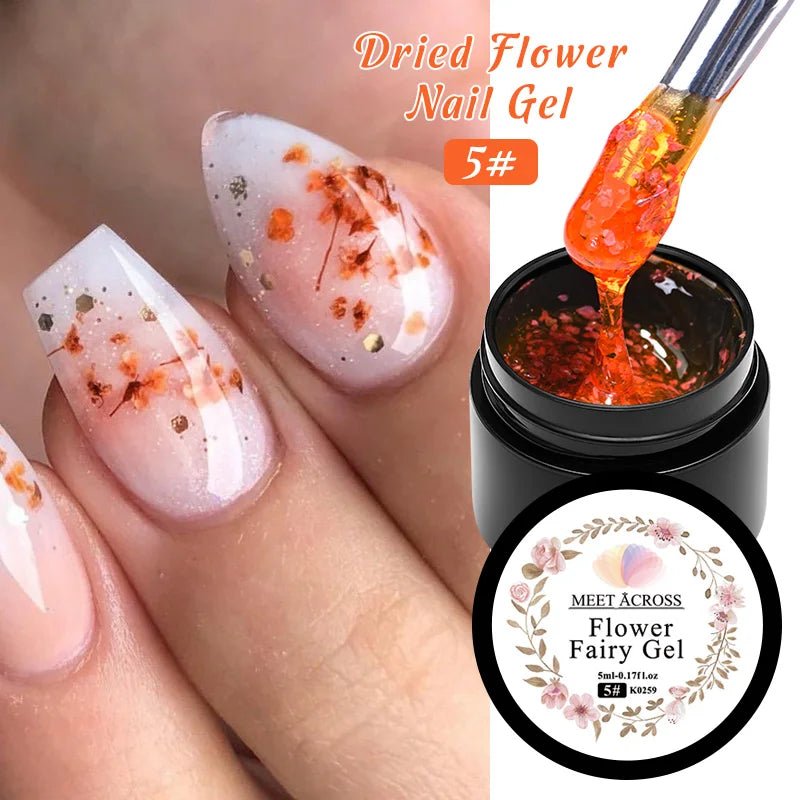 5ml Pink Dried Flower Nail Gel Polish Semi Permanent Natural Flower Fairy Nail Art Gel Soak Off UV Painting Varnishes For Nails - Paola Center