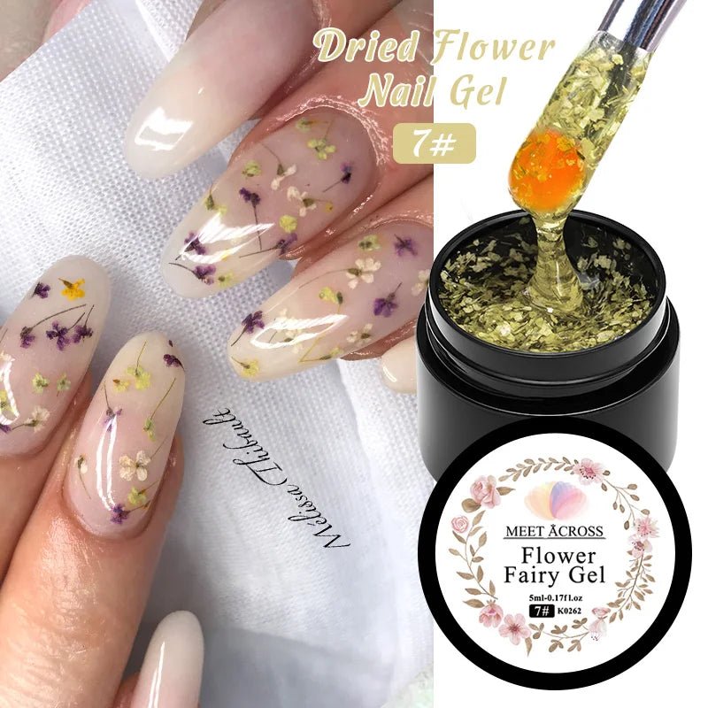 5ml Pink Dried Flower Nail Gel Polish Semi Permanent Natural Flower Fairy Nail Art Gel Soak Off UV Painting Varnishes For Nails - Paola Center