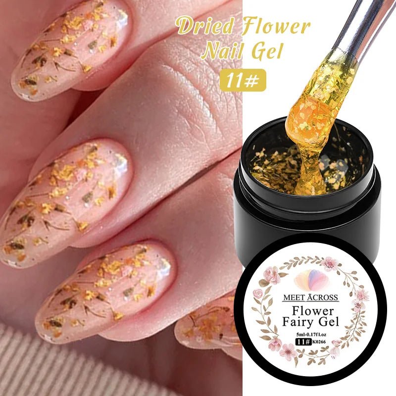 5ml Pink Dried Flower Nail Gel Polish Semi Permanent Natural Flower Fairy Nail Art Gel Soak Off UV Painting Varnishes For Nails - Paola Center