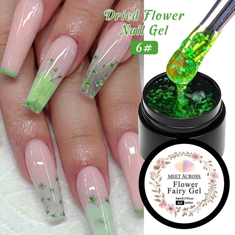 5ml Pink Dried Flower Nail Gel Polish Semi Permanent Natural Flower Fairy Nail Art Gel Soak Off UV Painting Varnishes For Nails - Paola Center
