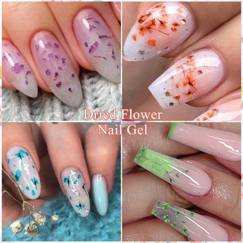 5ml Pink Dried Flower Nail Gel Polish Semi Permanent Natural Flower Fairy Nail Art Gel Soak Off UV Painting Varnishes For Nails - Paola Center