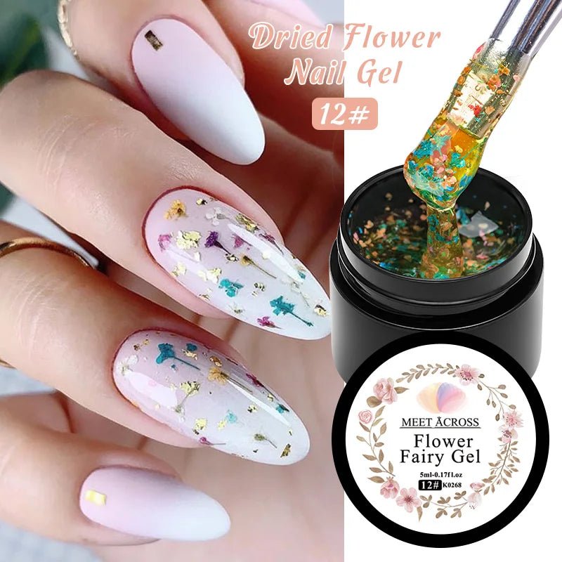 5ml Pink Dried Flower Nail Gel Polish Semi Permanent Natural Flower Fairy Nail Art Gel Soak Off UV Painting Varnishes For Nails - Paola Center