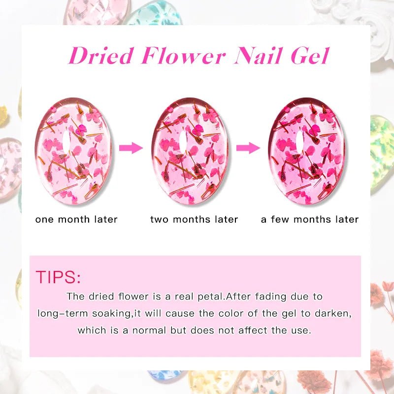 5ml Pink Dried Flower Nail Gel Polish Semi Permanent Natural Flower Fairy Nail Art Gel Soak Off UV Painting Varnishes For Nails - Paola Center