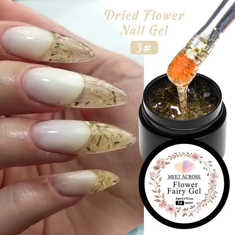 5ml Pink Dried Flower Nail Gel Polish Semi Permanent Natural Flower Fairy Nail Art Gel Soak Off UV Painting Varnishes For Nails - Paola Center