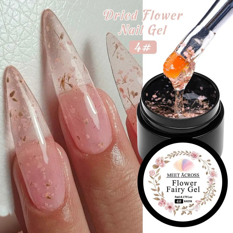 5ml Pink Dried Flower Nail Gel Polish Semi Permanent Natural Flower Fairy Nail Art Gel Soak Off UV Painting Varnishes For Nails - Paola Center