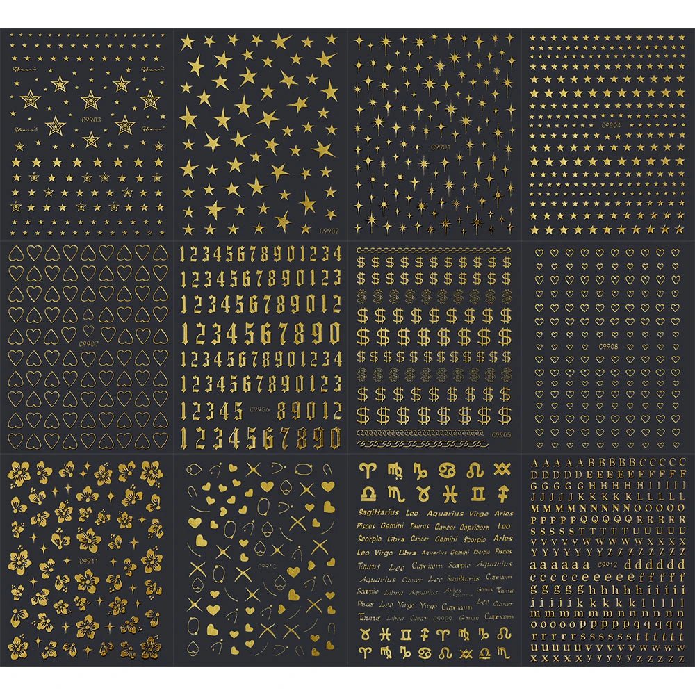 6pcs/set High Gloss Reflective Nail Sticker Gold Silver Aurora Wave Lines 3D Self - Adhesive Nail Art Decal Design Manicure Tool - Paola Center