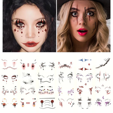 Halloween Face Eye Makeup Stickers Eye Liner Eyeshadow Temporary Stickers For Women Girls Halloween Cosplay Accessories.