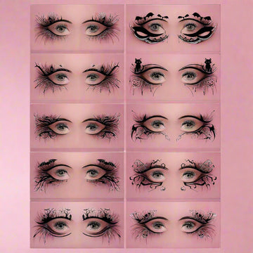 10 Pairs Halloween Eye Stickers Sweatproof Halloween Face Tattoo Stickers Spider Bat Skull Women Masquerade Cosplay Party
