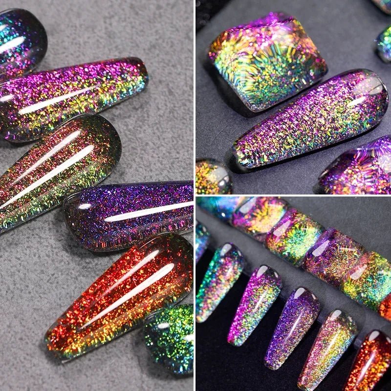 BOZLIN Chameleon Flake Gel Nail Polish Spring Color Sparkling Sequins Soak Off UV Glitter Gel Varnish Nail Art Decoration 5ML - Paola Center