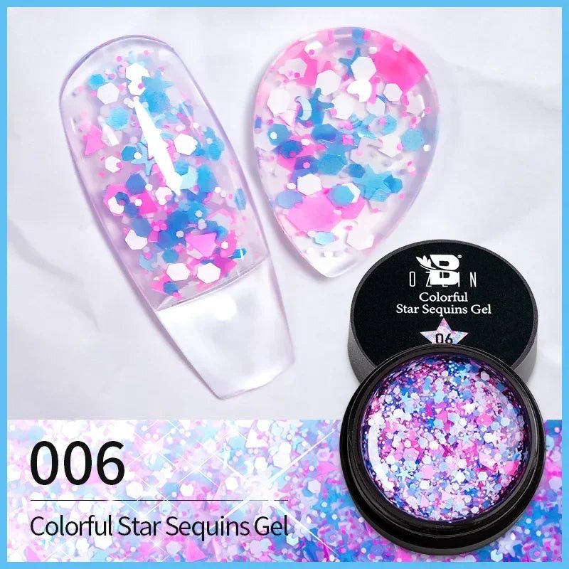 BOZLIN Chameleon Flake Gel Nail Polish Spring Color Sparkling Sequins Soak Off UV Glitter Gel Varnish Nail Art Decoration 5ML - Paola Center