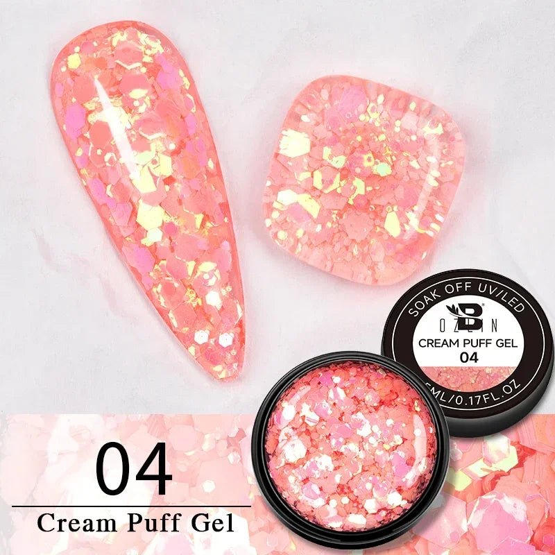 BOZLIN Chameleon Flake Gel Nail Polish Spring Color Sparkling Sequins Soak Off UV Glitter Gel Varnish Nail Art Decoration 5ML - Paola Center