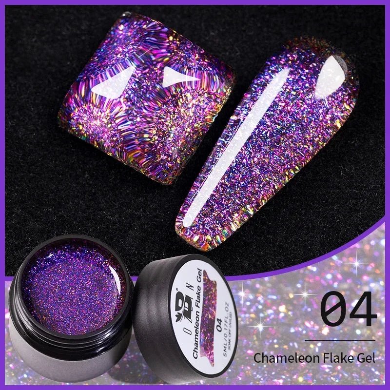 BOZLIN Chameleon Flake Gel Nail Polish Spring Color Sparkling Sequins Soak Off UV Glitter Gel Varnish Nail Art Decoration 5ML - Paola Center