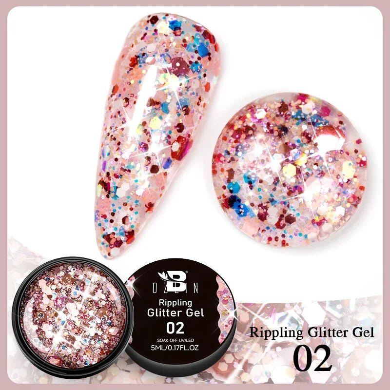 BOZLIN Chameleon Flake Gel Nail Polish Spring Color Sparkling Sequins Soak Off UV Glitter Gel Varnish Nail Art Decoration 5ML - Paola Center