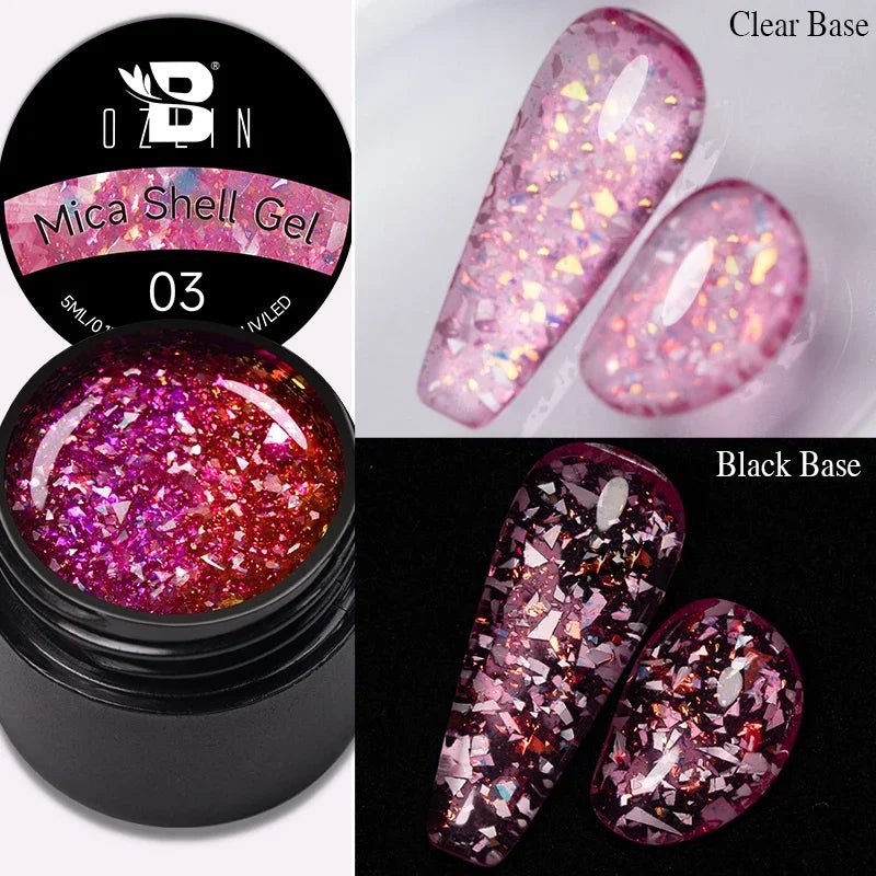 BOZLIN Chameleon Flake Gel Nail Polish Spring Color Sparkling Sequins Soak Off UV Glitter Gel Varnish Nail Art Decoration 5ML - Paola Center