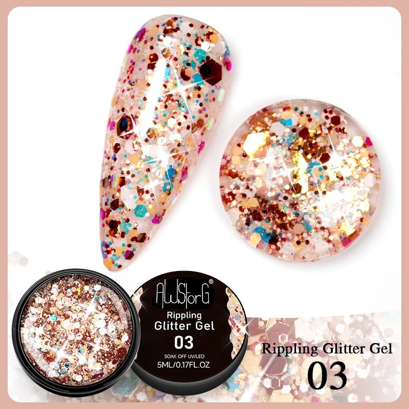 BOZLIN Chameleon Flake Gel Nail Polish Spring Color Sparkling Sequins Soak Off UV Glitter Gel Varnish Nail Art Decoration 5ML - Paola Center