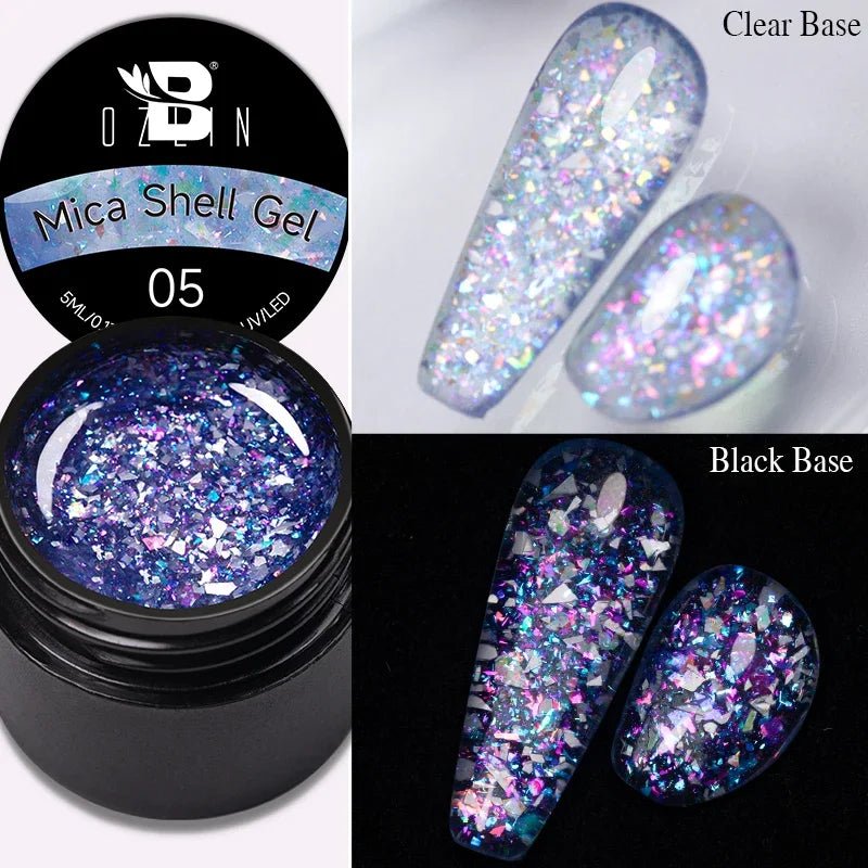 BOZLIN Chameleon Flake Gel Nail Polish Spring Color Sparkling Sequins Soak Off UV Glitter Gel Varnish Nail Art Decoration 5ML - Paola Center