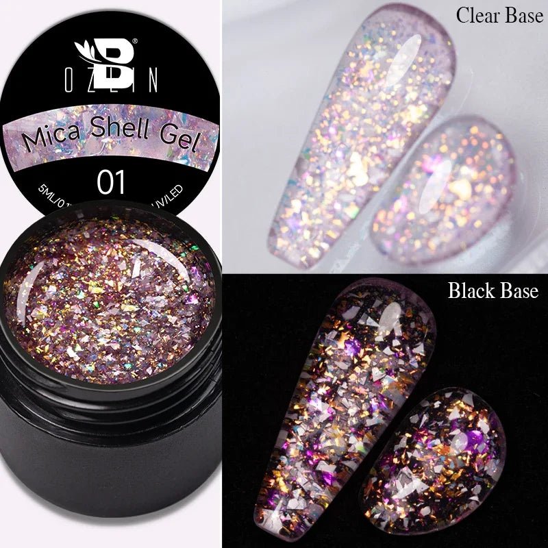 BOZLIN Chameleon Flake Gel Nail Polish Spring Color Sparkling Sequins Soak Off UV Glitter Gel Varnish Nail Art Decoration 5ML - Paola Center