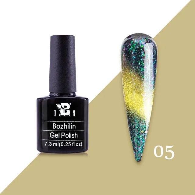 BOZLIN Chameleon Flake Gel Nail Polish Spring Color Sparkling Sequins Soak Off UV Glitter Gel Varnish Nail Art Decoration 5ML - Paola Center