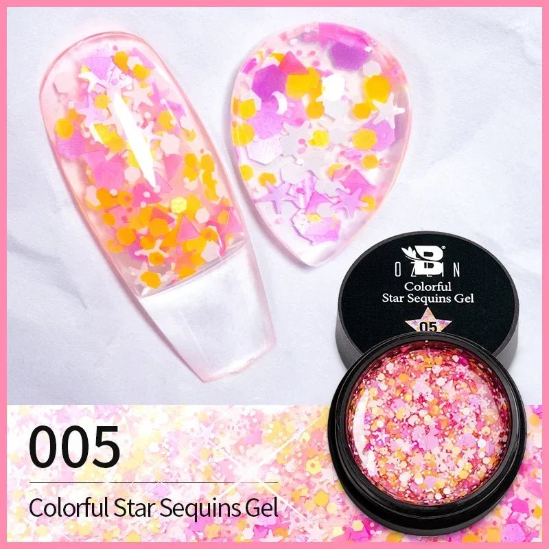 BOZLIN Chameleon Flake Gel Nail Polish Spring Color Sparkling Sequins Soak Off UV Glitter Gel Varnish Nail Art Decoration 5ML - Paola Center