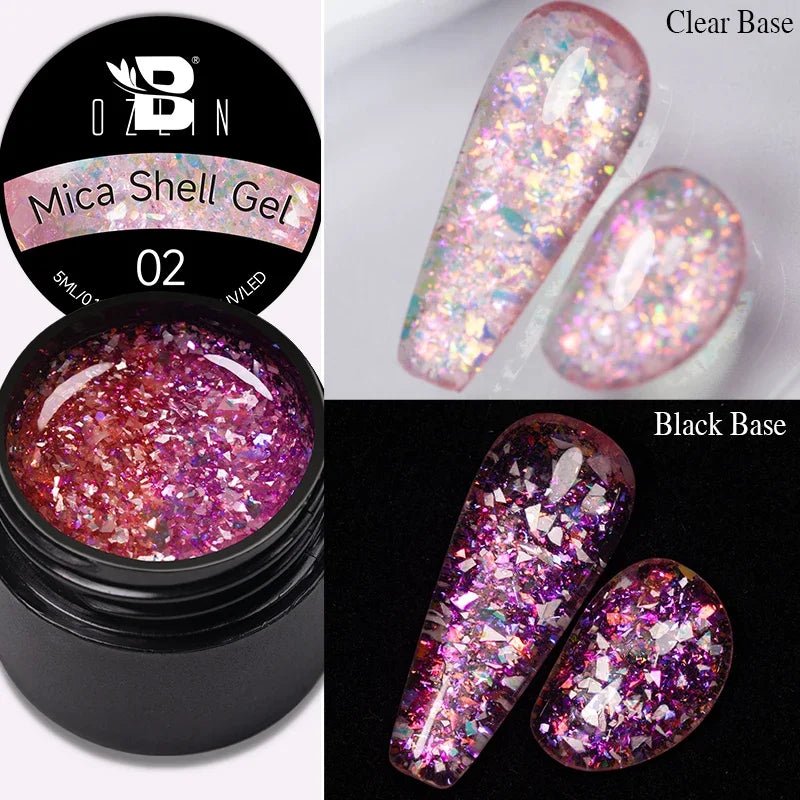BOZLIN Chameleon Flake Gel Nail Polish Spring Color Sparkling Sequins Soak Off UV Glitter Gel Varnish Nail Art Decoration 5ML - Paola Center
