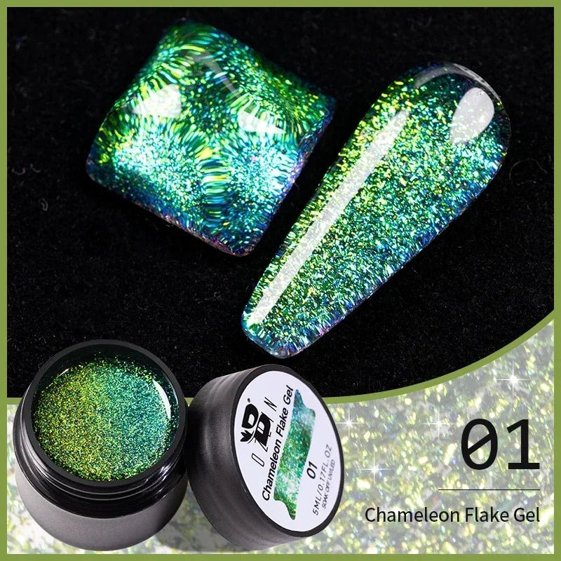 BOZLIN Chameleon Flake Gel Nail Polish Spring Color Sparkling Sequins Soak Off UV Glitter Gel Varnish Nail Art Decoration 5ML - Paola Center