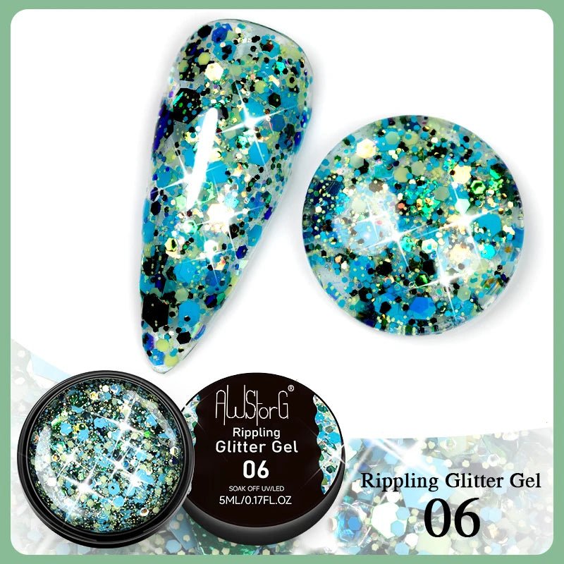 BOZLIN Chameleon Flake Gel Nail Polish Spring Color Sparkling Sequins Soak Off UV Glitter Gel Varnish Nail Art Decoration 5ML - Paola Center