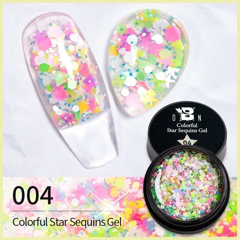 BOZLIN Chameleon Flake Gel Nail Polish Spring Color Sparkling Sequins Soak Off UV Glitter Gel Varnish Nail Art Decoration 5ML - Paola Center
